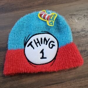 Dr. Seuss Thing 1 Red and Blue Beanie Adult NWT